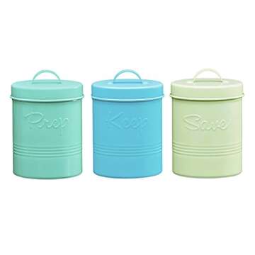 Amici Home Retro Fifties Blue Green/Aqua 50 oz Metal Storage Canisters, Set of 3