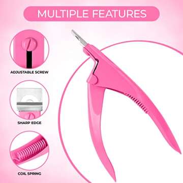 Nail Clippers Acrylic Professional Nail Clipper for Acrylic Nails, Gift for Women Fake Nail Clipper for Home Salon Nail Art Acrylic Nails Stainless Steel Adjustable (Pink)