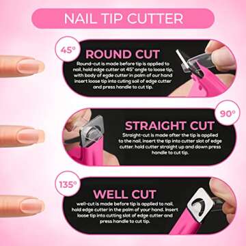 Nail Clippers Acrylic Professional Nail Clipper for Acrylic Nails, Gift for Women Fake Nail Clipper for Home Salon Nail Art Acrylic Nails Stainless Steel Adjustable (Pink)