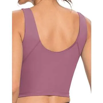 ZIIIIIZ Women's Longline Sports Bras Wirefree Padded Workout Running Yoga Crop Tank Tops for Women（Rose Red，S）