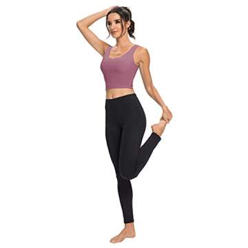 ZIIIIIZ Women's Longline Sports Bras Wirefree Padded Workout Running Yoga Crop Tank Tops for Women（Rose Red，S）