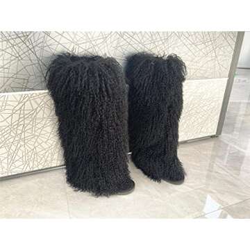 FurinFashion PBS High Tall Over Knee Real Mongolian Sheep Fur Snow Boots for Fashion Women Laidies W...