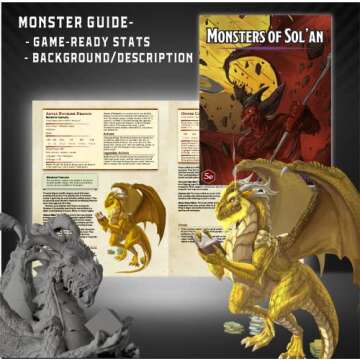 Wildspire Fantasy Bookish Dragon Paintable DND Miniature Huge 6" D&D Dragon Mini 28-32mm Dungeons and Dragons Figure for Fantasy Tabletop Miniatures and Accessory, Partially Assembled for TTRPG