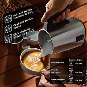 Electric Milk Frother & Warmer for Perfect Coffee