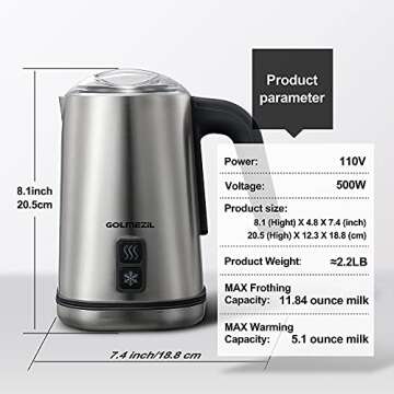 Electric Milk Frother & Warmer for Perfect Coffee