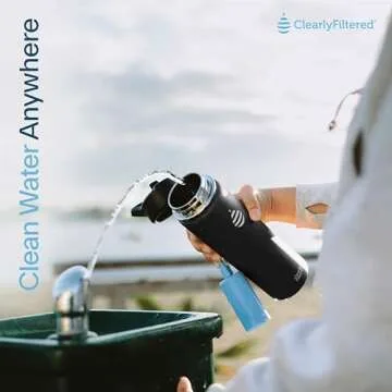 Clearly Filtered 20oz Water Bottle/Targets 220+ Contaminants/Double-Wall Insulated Stainless Steel Filtered Water Bottle BPA/BPS-Free Phthalate-Free Filters Fluoride Lead Chlorine (Black)