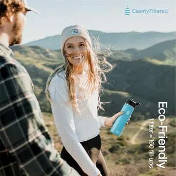 Clearly Filtered 20oz Water Bottle/Targets 220+ Contaminants/Double-Wall Insulated Stainless Steel Filtered Water Bottle BPA/BPS-Free Phthalate-Free Filters Fluoride Lead Chlorine (Black)