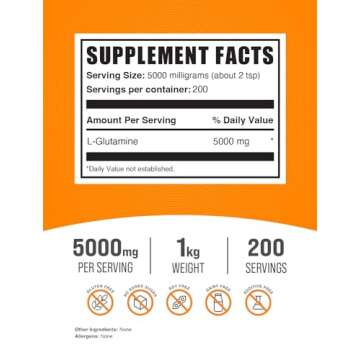 BulkSupplements.com L-Glutamine Powder - Glutamine Supplement, for Recovery & Gut Health - Unflavore...