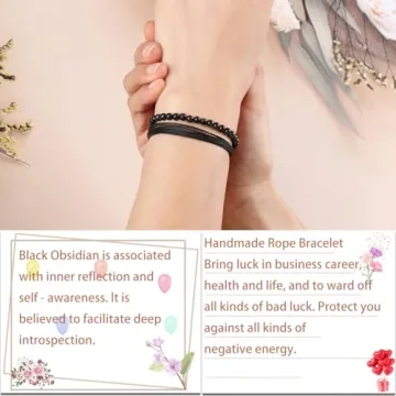 LPBeads Adjustable Black Obsidian Healing Bracelet for All