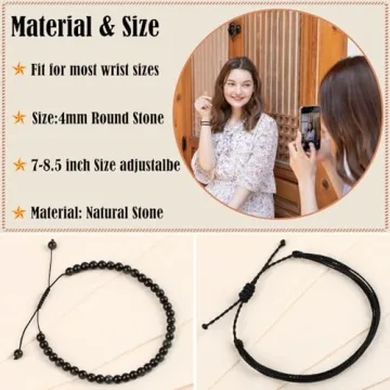 LPBeads Adjustable Black Obsidian Healing Bracelet for All