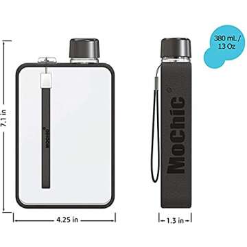 MoChic 13 oz. Flat Water Bottle Portable Travel Mug BPA-free A5 water bottle that fits in any bag and pocket