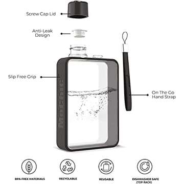 MoChic 13 oz. Flat Water Bottle Portable Travel Mug BPA-free A5 water bottle that fits in any bag and pocket