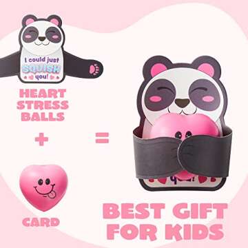 JOYIN 28 Packs Heart Stress Ball with Valentine Cards Heart Shape squishy toy Stress Relief Fidget Toy with Valentine’s Greeting Cards for Kids Valentine's Day Gifts Party Favors, Classroom Exchange