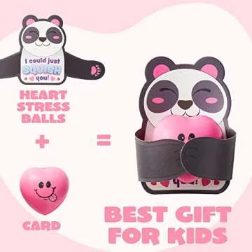 JOYIN 28 Packs Heart Stress Ball with Valentine Cards Heart Shape squishy toy Stress Relief Fidget Toy with Valentine’s Greeting Cards for Kids Valentine's Day Gifts Party Favors, Classroom Exchange