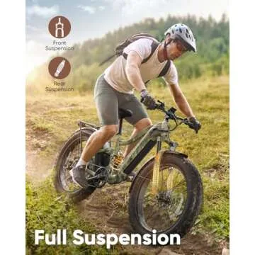 PUCKIPUPPY Boxer Electric Bike for Adults 960W, 48V 20AH Battery Ebike, Full Suspension 26" Fat Tire E Bike, 28MPH 80Miles Range Mountain Electric Bicycle, 7 Speed Hydraulic Disc Brakes