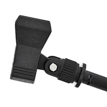 Amazon Basics Tripod Boom Microphone Stand, Height Adjustable with Metal Base 3.3 - 5.6-Foot, with Clothespin Mic Clip, Black