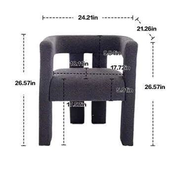 SZLIZCCC Modern Dining Chair Set of 2 / Living Room Chairs, Fabric Armchair, Upholstered Barrel Chair for Living Room Kitchen Office (Charcoal Grey, Set of 2)