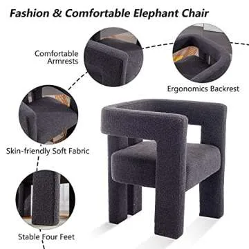 SZLIZCCC Modern Dining Chair Set of 2 / Living Room Chairs, Fabric Armchair, Upholstered Barrel Chair for Living Room Kitchen Office (Charcoal Grey, Set of 2)