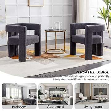 SZLIZCCC Modern Dining Chair Set of 2 / Living Room Chairs, Fabric Armchair, Upholstered Barrel Chair for Living Room Kitchen Office (Charcoal Grey, Set of 2)