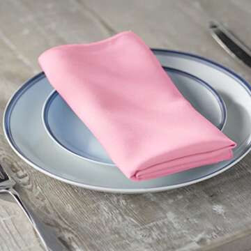 Remedios Pink Polyester Cloth Napkins - 17 x 17 Inch Soft Washable Dinner Napkins - Set of 12 Pieces...