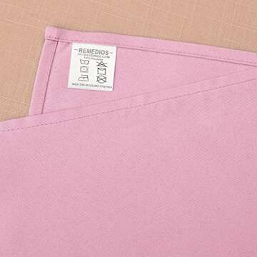 Remedios Pink Polyester Cloth Napkins - 17 x 17 Inch Soft Washable Dinner Napkins - Set of 12 Pieces Hemmed Edges Table Napkins for Wedding, Party, Restaurant