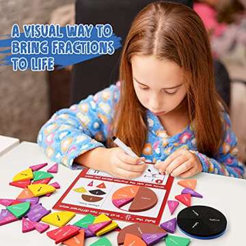 Torlam Magnetic Fraction Tiles & Fraction Circles Activity Set - Math Manipulatives for Elementary S...