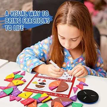 Torlam Magnetic Fraction Tiles & Fraction Circles Activity Set - Math Manipulatives for Elementary S...