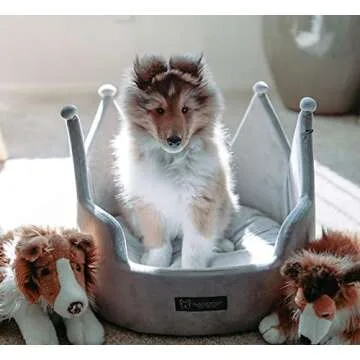 NANDOG Pet Gear Crown Cozy Round Dog and Cat Bed Collection Washable Indoor Pet Bed for Small Breeds -Soft Bed Fits in Crate or Kennel - Made of Ultra Soft Micro-Plush Material (Grey)
