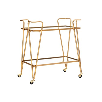 Linon Gina Mid-Century Gold Bar Cart for Home Use