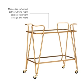 Linon Gina Mid-Century Gold Bar Cart for Home Use
