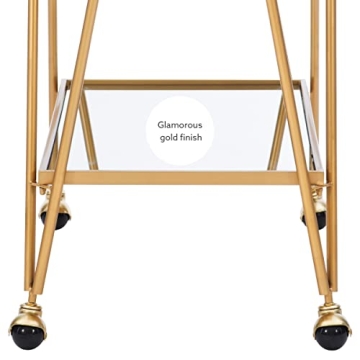 Linon Gina Mid-Century Gold Bar Cart for Home Use