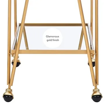 Linon Gina Mid-Century Gold Bar Cart for Home Use