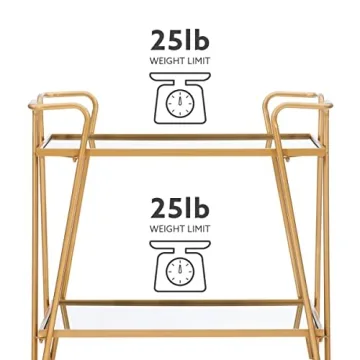 Linon Gina Mid-Century Gold Bar Cart for Home Use