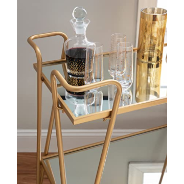 Linon Gina Mid-Century Gold Bar Cart for Home Use