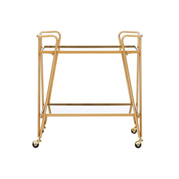 Linon Gina Mid-Century Gold Bar Cart for Home Use