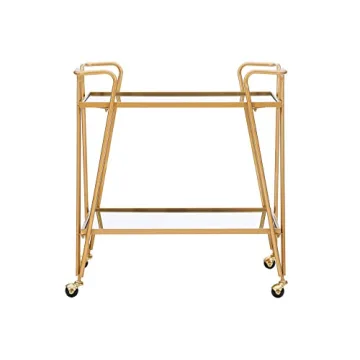 Linon Gina Mid-Century Gold Bar Cart for Home Use