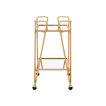 Linon Gina Mid-Century Gold Bar Cart for Home Use