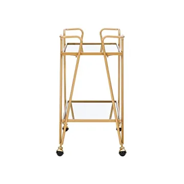 Linon Gina Mid-Century Gold Bar Cart for Home Use