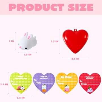 JOYIN 28 Mochi Squishy Toys Filled Hearts and Valentine Cards for Kids Valentine Classroom Exchange Party Favors, Kawaii Stress Relief Toys for Valentine Gift Exchange, Game Prizes and Carnivals Gift
