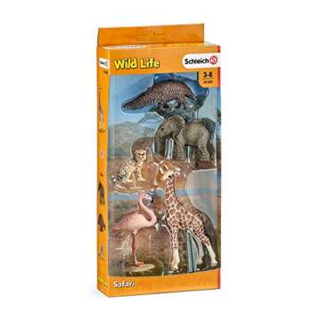 Schleich Wild Life, Realistic Animal Toys Set with Flamingo, Cheetah, Giraffe, Elephant and Pangolin, Ages 3+