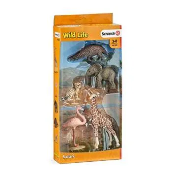 Schleich Wild Life, Realistic Animal Toys Set with Flamingo, Cheetah, Giraffe, Elephant and Pangolin, Ages 3+