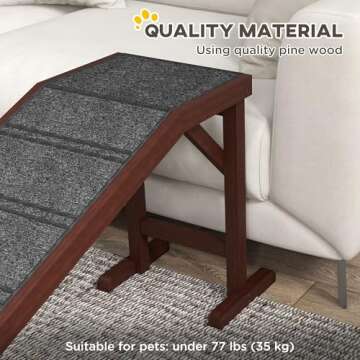 PawHut Dog Ramp for Bed, Pet Ramp for Dogs with Non-Slip Carpet and Top Platform, 74" x 16" x 25", Brown