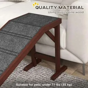 PawHut Dog Ramp for Bed, Pet Ramp for Dogs with Non-Slip Carpet and Top Platform, 74" x 16" x 25", Brown