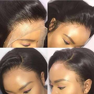 Lace Front Wigs Human Hair 13x4 HD Transparent Straight Lace Frontal Wigs Human Hair for Black Women 150% Density Glueless Wigs 10A Brazilian Virgin Human Hair Wigs Pre Plucked with Baby Hair 22inch