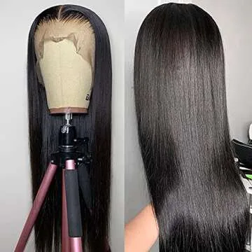 Lace Front Wigs Human Hair 13x4 HD Transparent Straight Lace Frontal Wigs Human Hair for Black Women 150% Density Glueless Wigs 10A Brazilian Virgin Human Hair Wigs Pre Plucked with Baby Hair 22inch