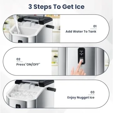 Nugget Ice Makers Countertop Portable Stainless Steel, 35lbs/24Hrs with Self-Cleaning, Ideal for Hom...