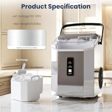 Nugget Ice Maker Portable, 35lbs/24hrs, Self-Cleaning