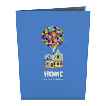 Lovepop Disney and Pixar Up Home For The Holidays – Pop-Up Xmas Card – Handcrafted 3D Festive Greeting Card – Special Heartwarming Winter Greeting, 5 x 7”