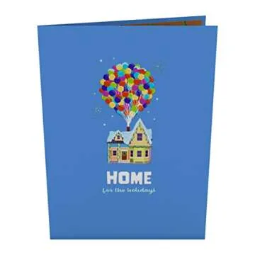 Lovepop Disney and Pixar Up Home For The Holidays – Pop-Up Xmas Card – Handcrafted 3D Festive Greeting Card – Special Heartwarming Winter Greeting, 5 x 7”