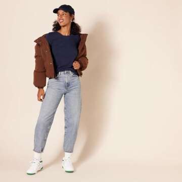 Amazon Essentials Women's Classic-Fit Short-Sleeve Crewneck T-Shirt, Pack of 2, Navy/White, Large